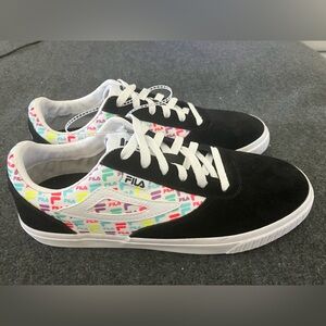 New Fila Black Sneakers with Multicolor Logo NWT